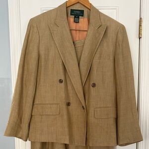 Lauren Ralph Lauren Women’s 2-Piece Suit Size 16 Tan Herringbone